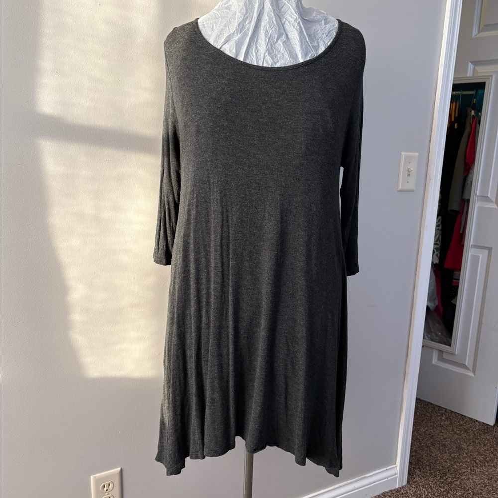 Chic Charcoal 3/4 length Sleeve Dress Tunic